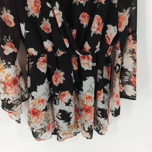 PerSun Floral Deep V Zip Long Sleeve Romper XL - Picture 4 of 13